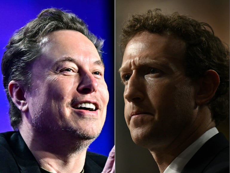 Los CEO de X, Elon Musk y de Meta, Mark Zuckerberg.