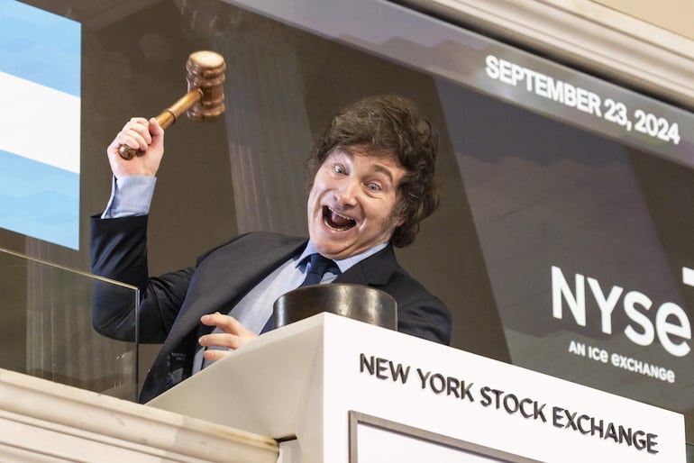 El presidente argentino Javier Milei, durante su visita a la Bolsa de Nueva York (NYSE) el pasado 23 de septiembre.