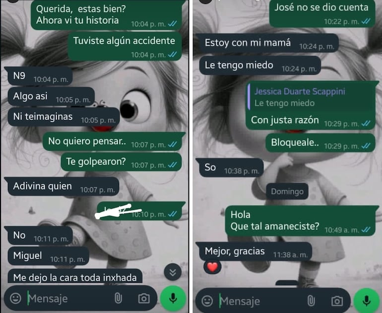 Una amiga de la Jessica Paola Duarte Scappini reveló los detalles de una última conversación que tuvo con ella por WhatsApp