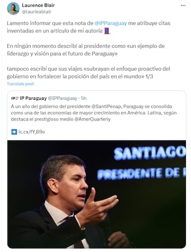 El periodista Laurence Blair expresó su preocupación por la difusión de citas inventadas sobre un artículo