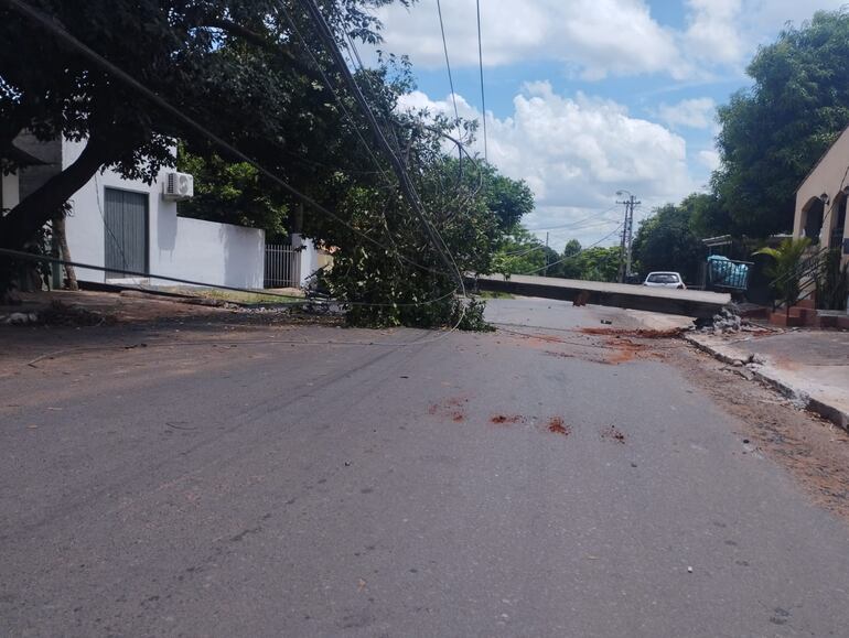 La columna cubra la calle Curupay del barrio Virgen de Fátima de Ypané. El percance no solo dejó sin luz a varios usuarios sino también clausuró la vías por varias horas.