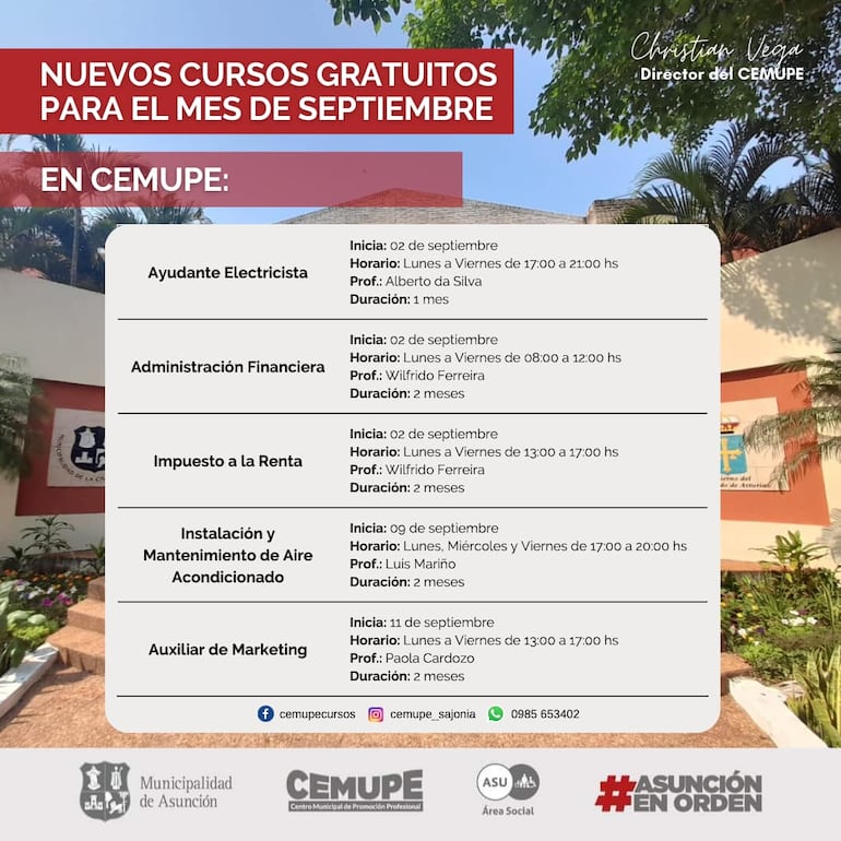 Los docentes que darán los cursos en el Cemupe.