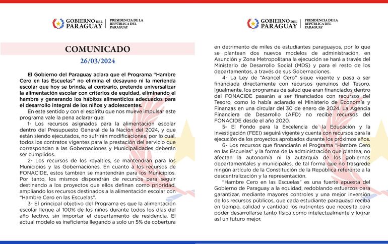 Comunicado de la cuenta oficial de X de la Presidencia de la República.