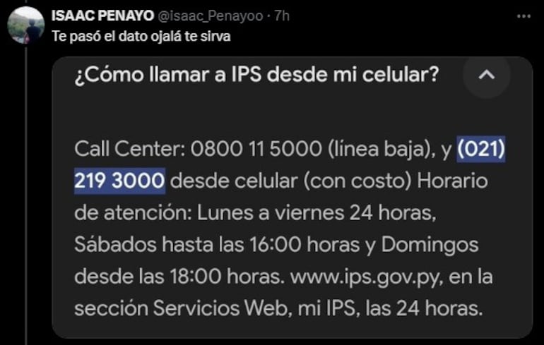 Santiago Peña internación comentarios X