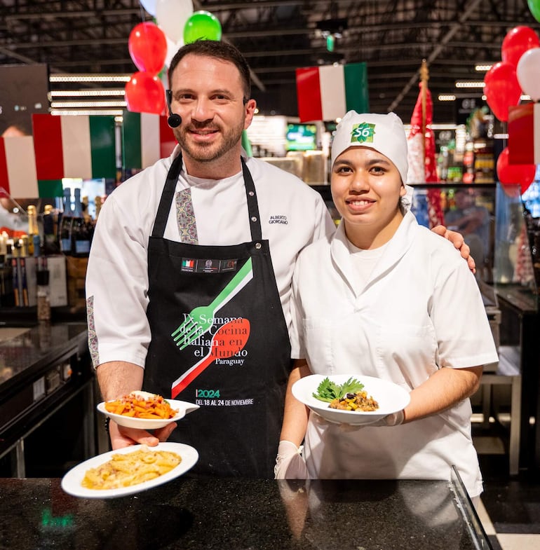 El chef Alberto Giordano y  Araceli Cañete prepararon deliciosos platos.