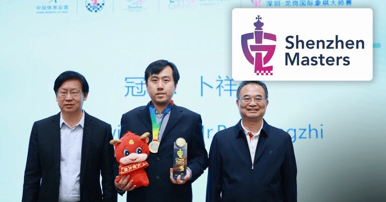 Bu Xiangzhi en la ceremonia de clausura de Shenzhen (Foto Shenzhen Masters).