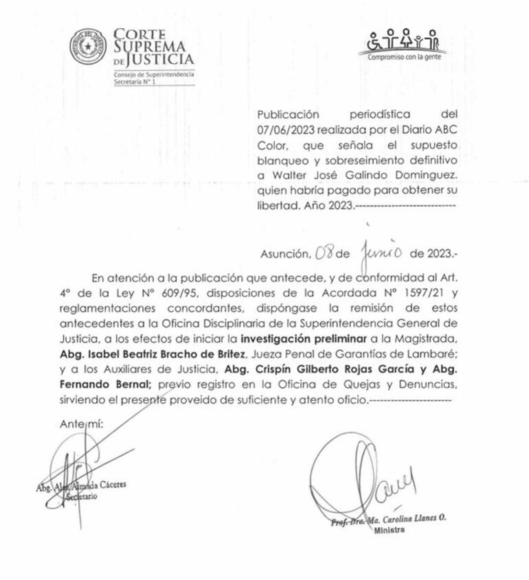 Investigación preliminar a jueza Isabel Bracho y dos abogados.