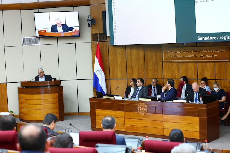 El senador Ignacio Iramain (PEN) desde el atril del Senado fustigó contra los 23 senadores.