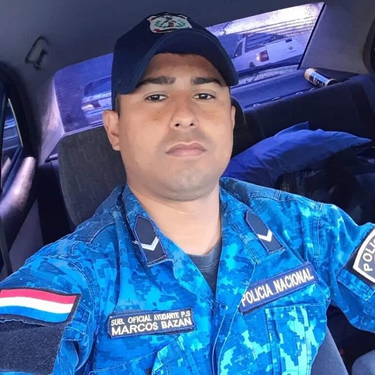 Marcos Bazán (29), el policía que era custodio del diputado cartista Derlis Rodríguez, murió luego de intervenir en un asalto a mano armada en una boutique de Coronel Oviedo.