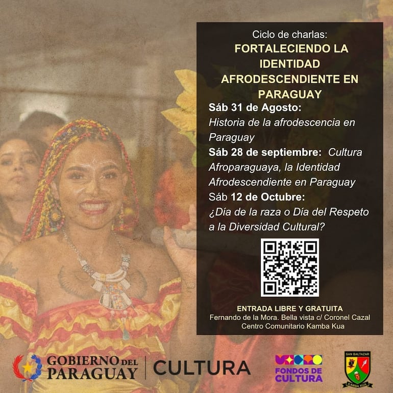 Invitan a participar de un ciclo de charlas sobre la historia y la presencia de afrodescendientes en Paraguay.