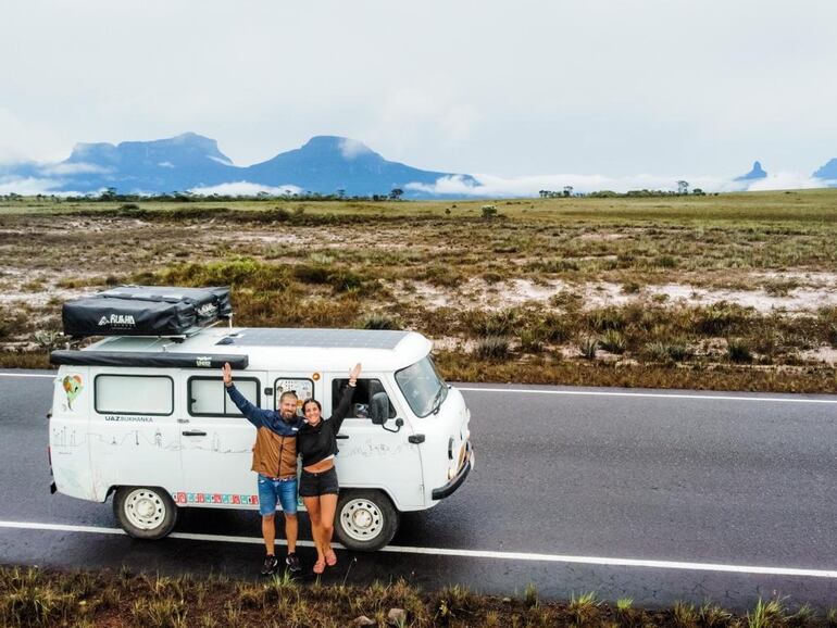 Una parada para la foto en la carretera Gran Sabana, Venezuela.