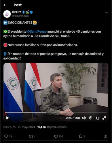 El Presidente de la República Santiago Peña en una de captura del audivisual publicado en X (exTwiter).