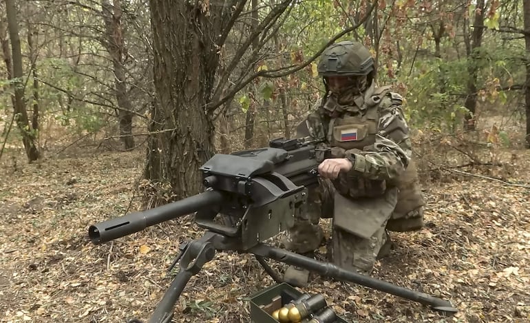 Un soldado ruso en la región de Kursk, Rusia.