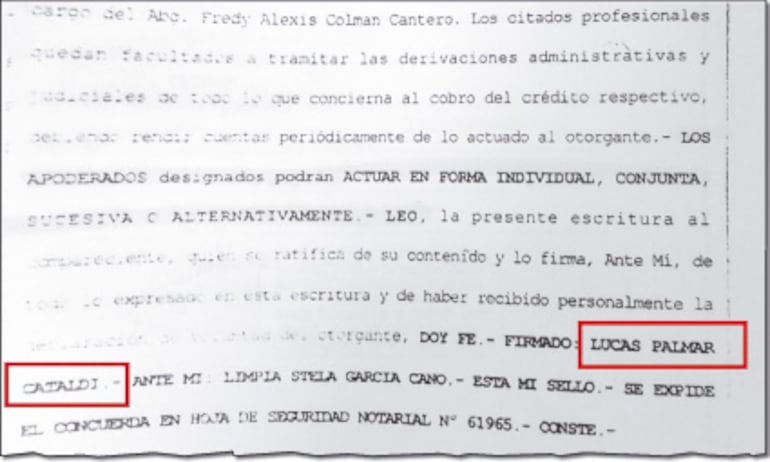 En el largo proceso judicial que tiene este caso, Palmar Cataldi figura como el último que reclamó los derechos económicos. Todo el proceso de pago se finiquitó en un solo día en la aguatera estatal.