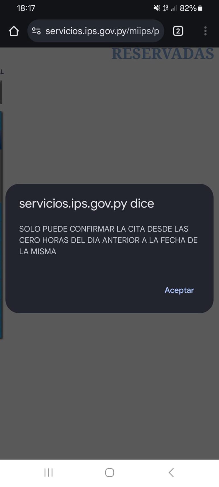 IPS Confirmación de turnos