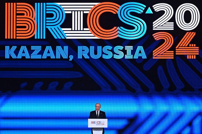 El presidente ruso Vladimir Putin durante una recepción de la cumbre de BRICS en Kazan, el pasado miércoles.