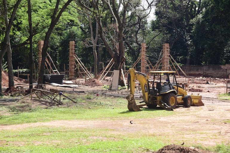 Isla de Francia. Máquinas que la empresa constructora avanzan en las obras. Vecinos denuncian la tala de un centenar de árboles.