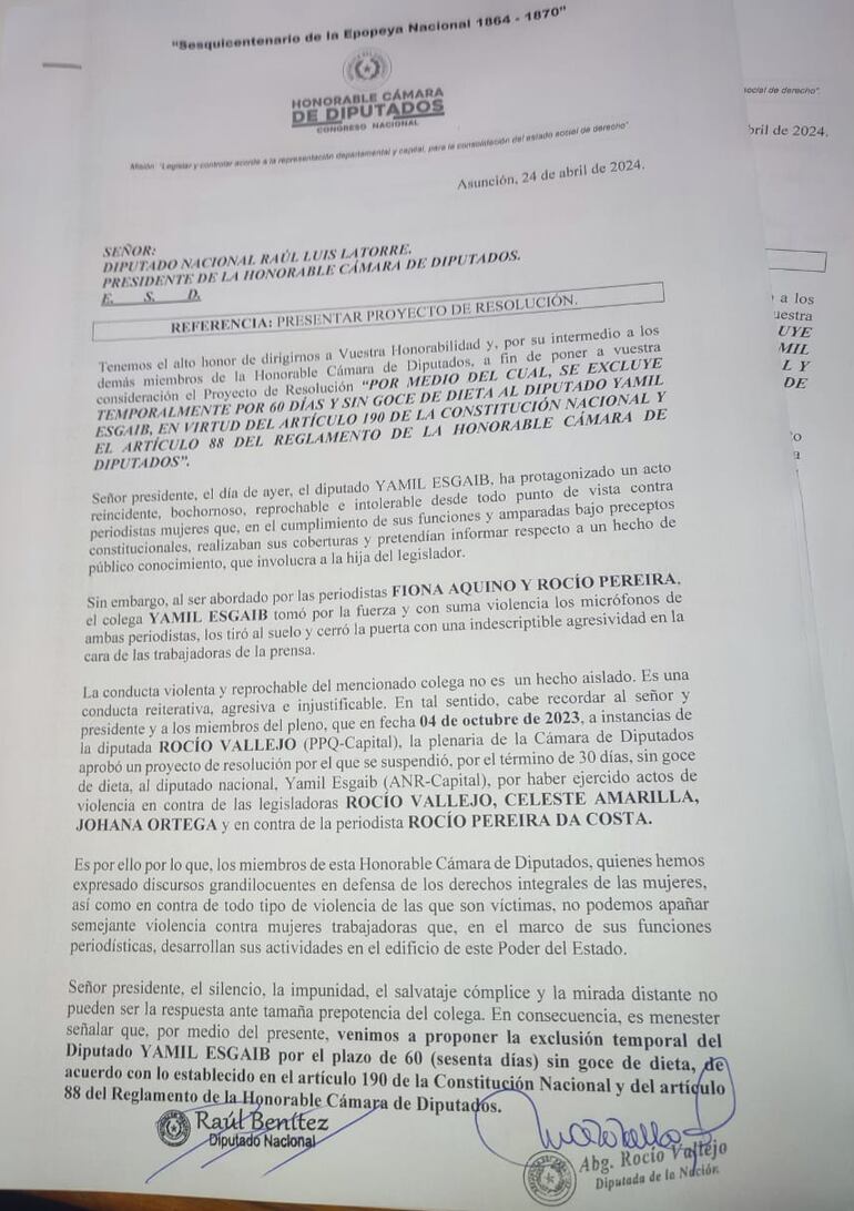 El proyecto que plantea la suspensión del cartista Yamil Esgaib.