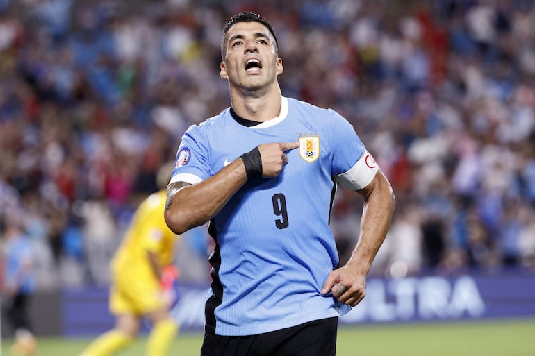 Luis Suárez, jugador de la selección de Uruguay, celebra un gol en el partido frente a Canadá por la Copa América 2024 en Charlotte, Carolina del Norte, Estados Unidos.