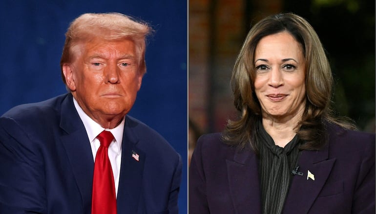 Los presidenciables, Donald Trump (i) y Kamala Harris (d).
