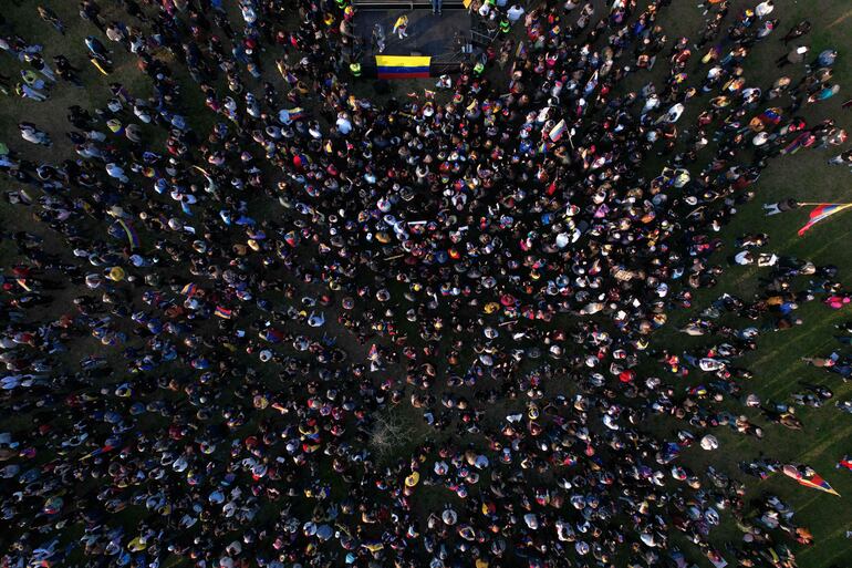 Manifestantes a favor de la oposición venezolana protestan el pasado 17 de agosto en Buenos Aires, Argentina.
