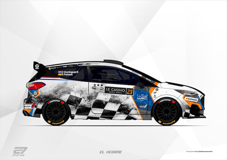 "Livery" del Ford Fiesta Rally3 de Diego Domínguez Bejarano y Rogelio Peñate, para el JWRC y WRC3 2025.