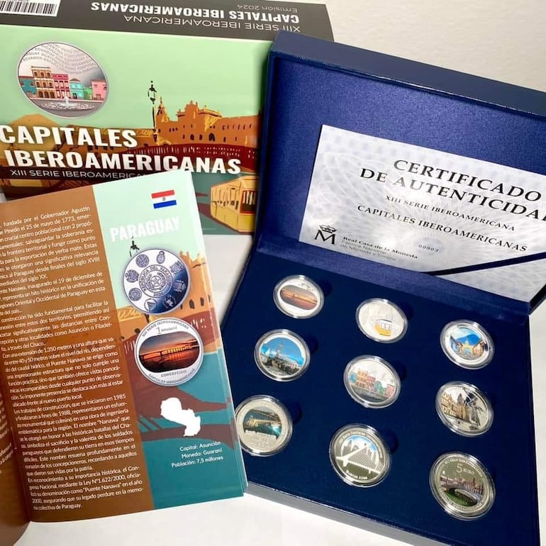 Monedas conmemorativas acuñadas en plata de la XIII Serie Iberoamericana.