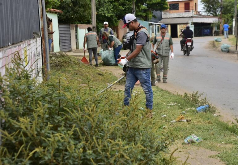 Minga ambiental en el Bañado Sur, para eliminar la proliferación de mosquitos y otros insectos.