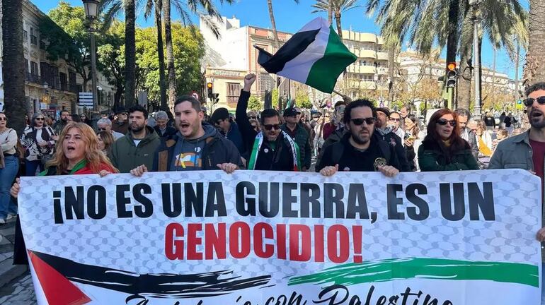 Cádiz, España: manifestación en apoyo a Palestina, sábado 20 de enero de 2024