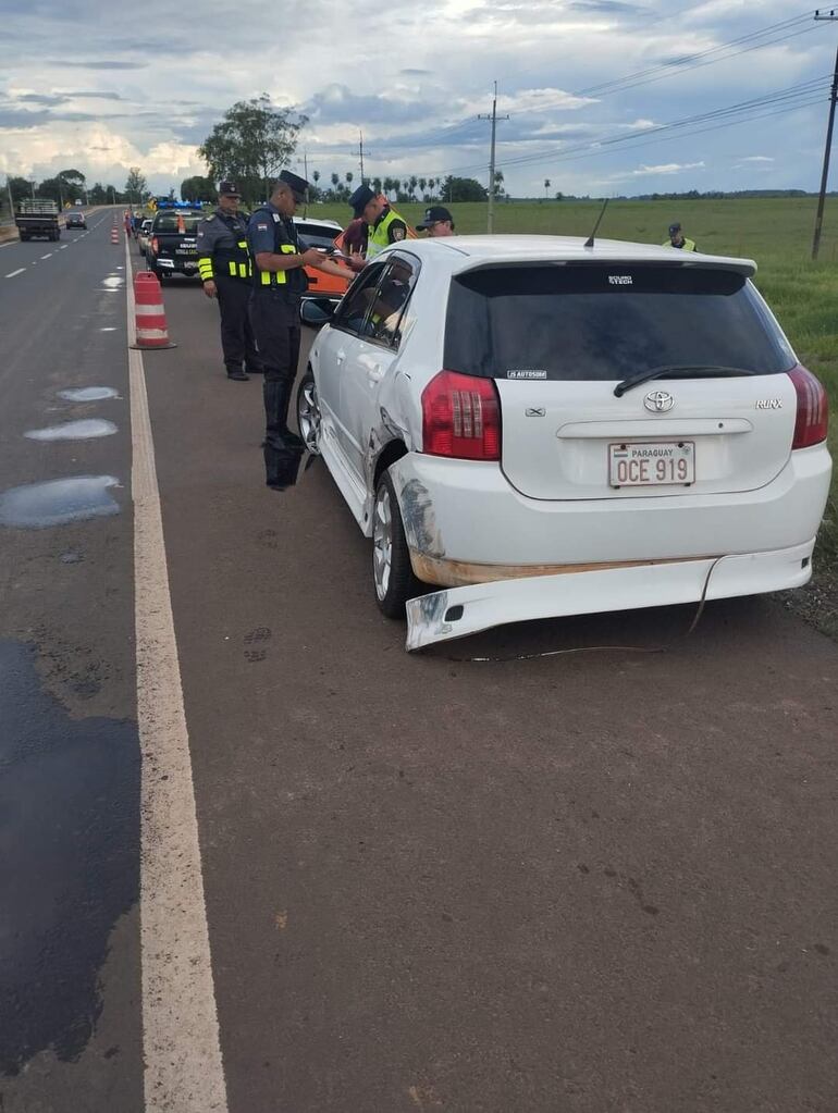 El otro vehículo involucrado en el accidente de tránsito.