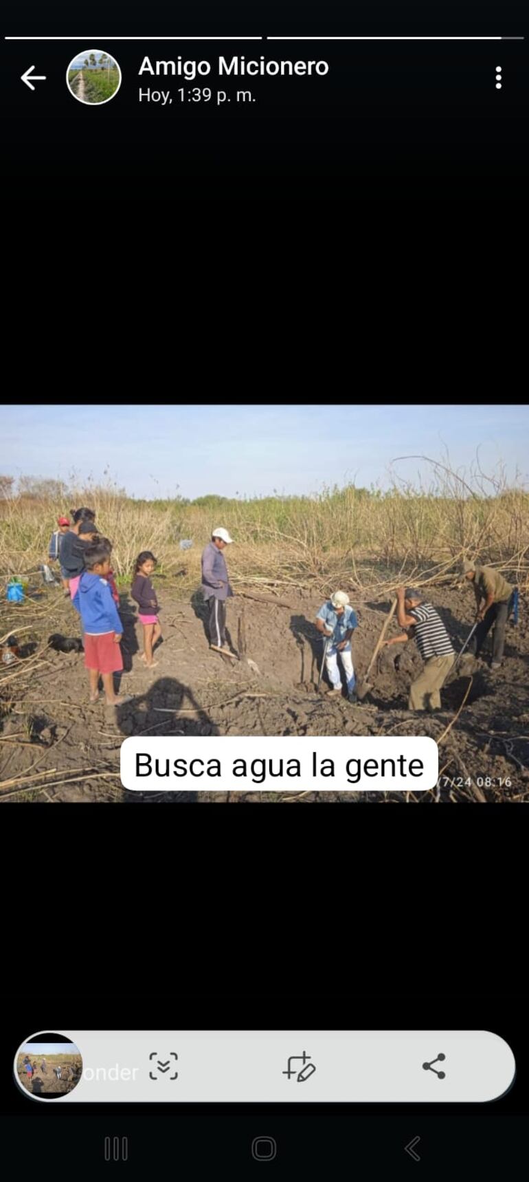 Infructuosa búsqueda de agua de los nativos. (gentileza).